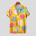 thumbnail image 1 of Lilgiuy Easter Day Shirt for Men Casual Easter Eggs Graphic Short Sleeve Lapel Collar Button Down Beach Hawaiian Vacation Shirt(Yellow,2XL), 1 of 5