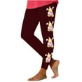 thumbnail image 1 of Lilgiuy Easter Leggings for Women Cute Gnome Eggs Print High Waist Stretchy Yoga Pants Comfy Soft Skinny Workout Tights for Outdoor Spring Outings(Wine,XL), 1 of 4