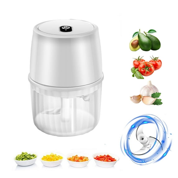 Lilgiuy Electric Garlic Grinder, USB Rechargebale Mini Chopper for Kitchen, Portable Garlic Mincer Food Processor for Chopping Garlic, Ginger, Chili (250ml/White)