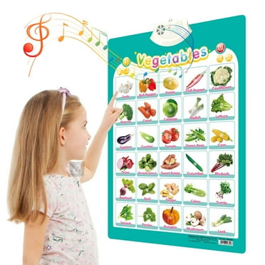 Lilgiuy Electronic Vegetables Words Wall Chart, Talking Vegetables Words, Kids Learning Toys, Interactive Educational Toddler Toy, Birthday Gifts for Age 1 2 3 4 5 Year Old Boys Girls, Blue