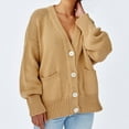 thumbnail image 1 of Lilgiuy Fall Fashion Women Casual Comfortable Long Sleeve Button Pocket V-Neck Sweater for Snowboarding Skiing, 1 of 5