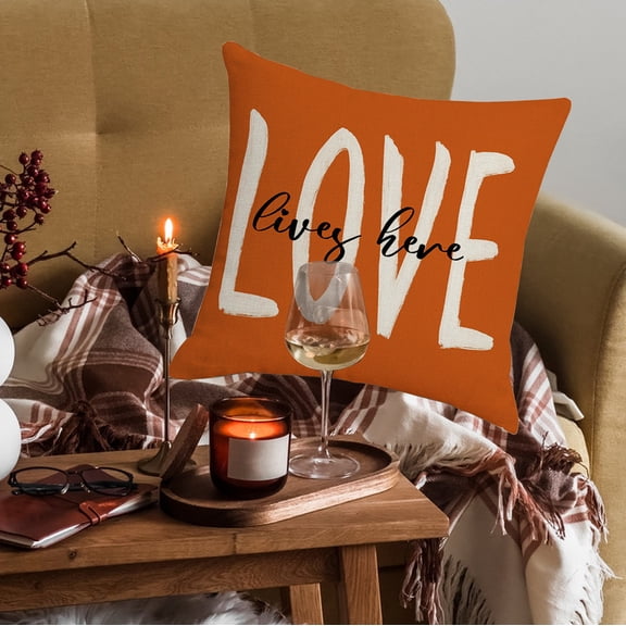 Lilgiuy Fall Pillow Covers 17.71x17.71, Pumpkin Autumn Decorations for Home,Outdoor Thanksgiving Hello Pumpkin Maple Leaves Decor Decorative Throw Pillow Cases Farmhouse for Couch Orange