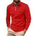 thumbnail image 1 of Lilgiuy Fall Tee Shirts for Men Casual Solid Turn Down Long Sleeve Pullover Zipper Top for Going Out, 1 of 5