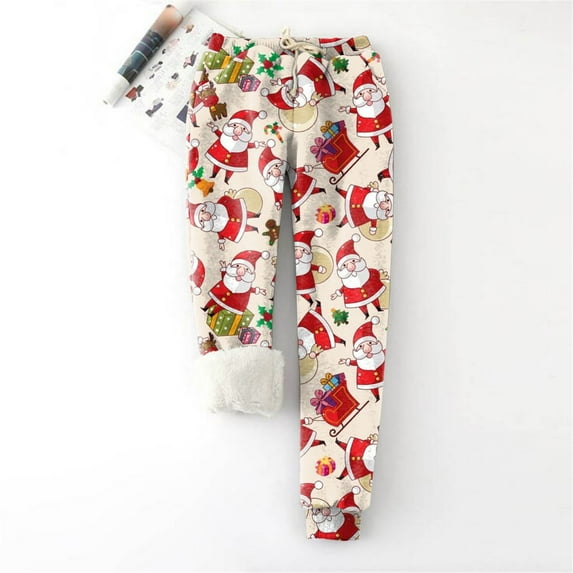 Lilgiuy Fashion Casual Christmas Women Printed Span Ladies High Waist Keep Warm Long Pants Full Length Pants Leggings Fall Clothes for 2022 Spring Winter