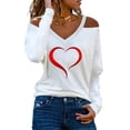 thumbnail image 1 of Lilgiuy Fashion Woman V-Neck Long Sleeve T-Shirt Autumn Printing Cold Shoulder Loose Blouse Tops for Beach Hawaiian Travel, 1 of 5