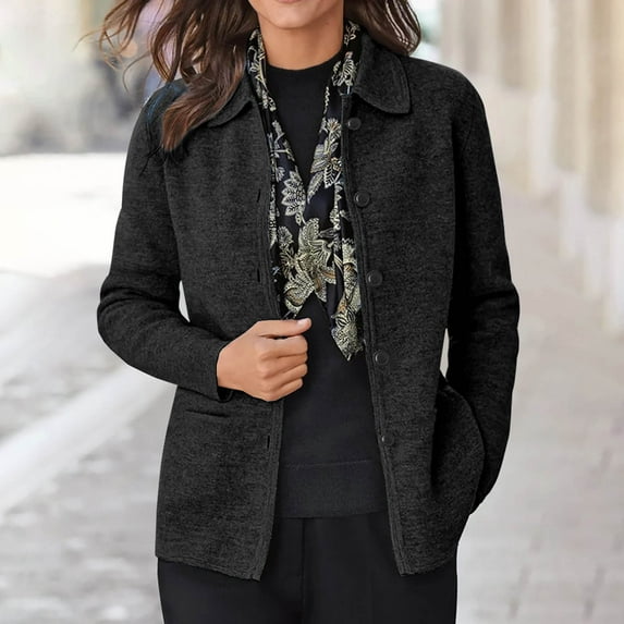 Lilgiuy Fashion Women Casual Pockets Long Sleeve Casual Solid Coat Cardigan Blouse for Tennis Running