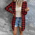 thumbnail image 1 of Lilgiuy Fashion Women Casual Pockets Printed Long Sleeve Tops Jacket Plaid Coat for School College, 1 of 5