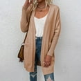 thumbnail image 1 of Lilgiuy Fashion Women Casual Pockets Sleeve Casual Solid Coat Cardigan Blouse for Going Out, 1 of 5