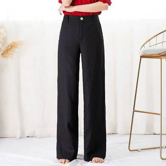 Lilgiuy Fashion Women Comfortable Solid Color Leisure Pants Pockets Loose Pants for All Outdoor Activities