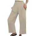 thumbnail image 1 of Lilgiuy Fashion Women Comfortable Solid Color Leisure Pants Pockets Loose Pants for Biker Camping Fishing, 1 of 4