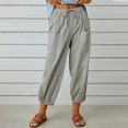 thumbnail image 1 of Lilgiuy Fashion Women Summer Casual Loose Cotton And Linen Pocket Solid Trousers Pants for Fishing Outdoor Activities, 1 of 5