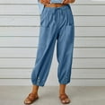 thumbnail image 1 of Lilgiuy Fashion Women Summer Casual Loose Cotton And Linen Pocket Solid Trousers Pants for Fishing Outdoor Activities, 1 of 5