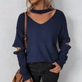 thumbnail image 1 of Lilgiuy Fashion Women's Casual Knitted Solid Color Panel V-Neck Sweater for Going Out, 1 of 4