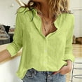 thumbnail image 1 of Lilgiuy Fashion Women's Loose Buttons Solid Lapel Long Sleeves T-shirts Blouse Tops for Women Trendy, 1 of 5
