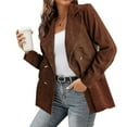 thumbnail image 1 of Lilgiuy Fashion Women's Solid Color And Winter Double Breasted Blazer Jacket Jacket Long Sleeved Hoodless Casual Coat/jacket for Basketball Football, 1 of 5