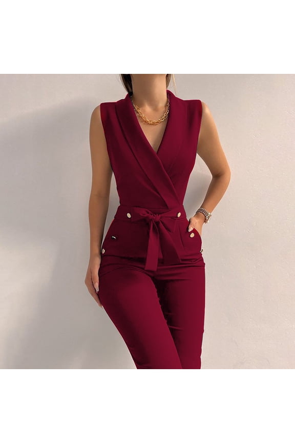 Fashion Womens Bandage Solid Cold Shoulder Suspender Cami Pants Zipper Jumpsuit Wine 4 2022 Fall Winter