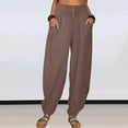 thumbnail image 1 of Lilgiuy Fashion Womens Casual Button Solid Color Pants Straight Wide Leg Trousers Pants With Pocket Rugged Flex Ripstop Utility Pant, 1 of 5