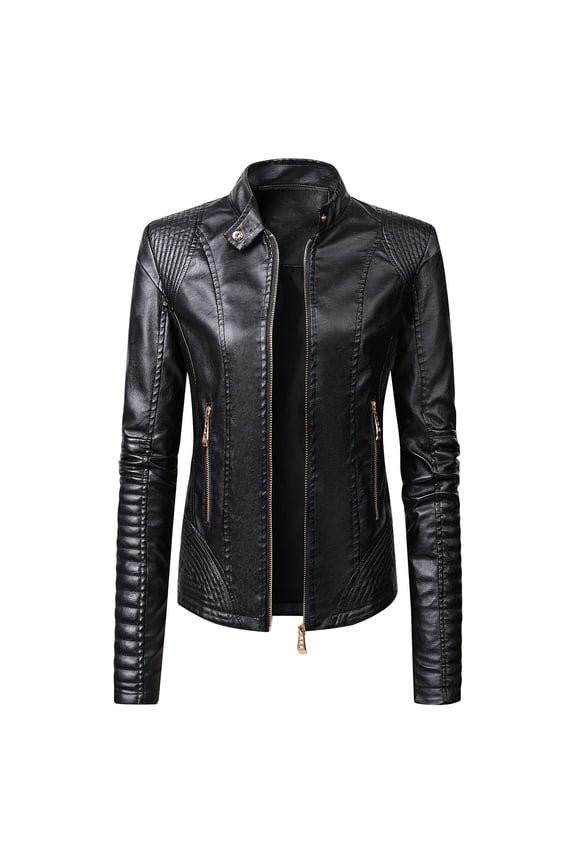 Fashion Womens Jacket Solid Long Sleeve Zipper Pocket Outerwear Tops Short Coat for Going Out