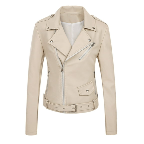 Lilgiuy Fashion Womens Jacket Solid Long Sleeve Zipper Pocket Outerwear Tops Short Coat for Photoshoot