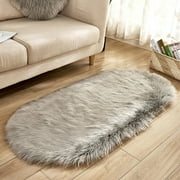Lilgiuy Faux Fur Rug for Bedroom,Fluffy Runner Rugs Super Soft Faux Sheepskin Rugs Sofa Couch Seat Cushion,31.5 "X 19.7" Solid Color Plush Area Rug Shag Rugs Floor Carpets for Bedside,Sofa,Chair