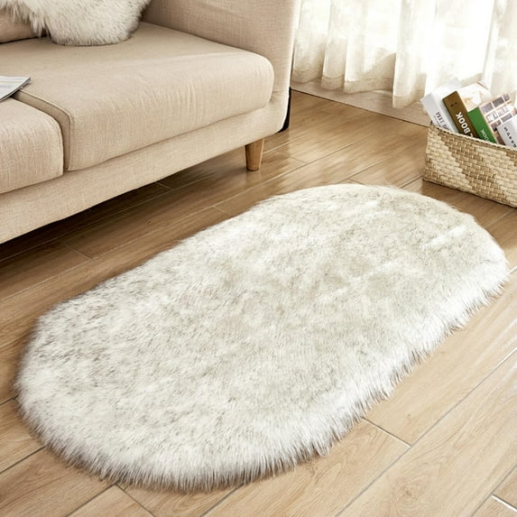 Lilgiuy Faux Fur Rug for Bedroom,Fluffy Runner Rugs Super Soft Faux Sheepskin Rugs Sofa Couch Seat Cushion,31.5 "X 19.7" Solid Color Plush Area Rug Shag Rugs Floor Carpets for Bedside,Sofa,Chair
