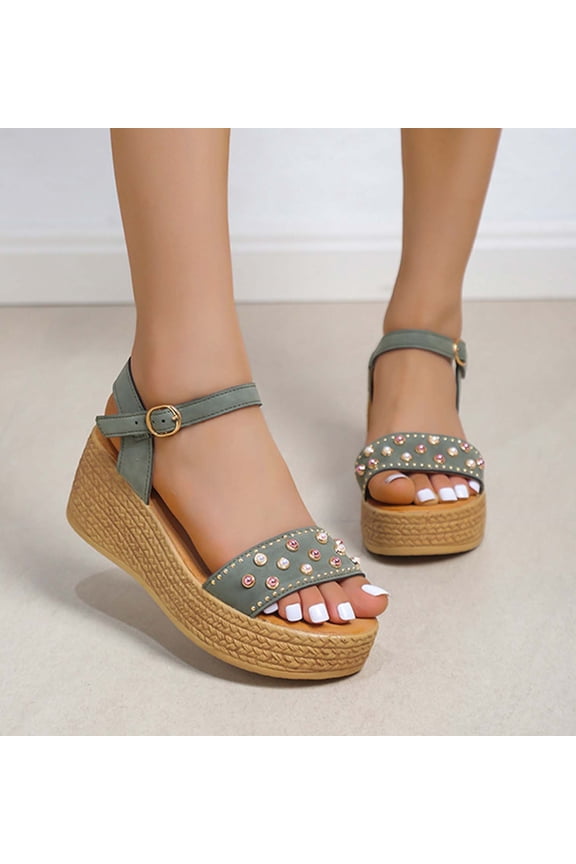 Fish Mouth Retro Wedge Heel Platform Sandals Female Foreign Trade Roman Sandals,Green,6 Winter Dresses for 2022