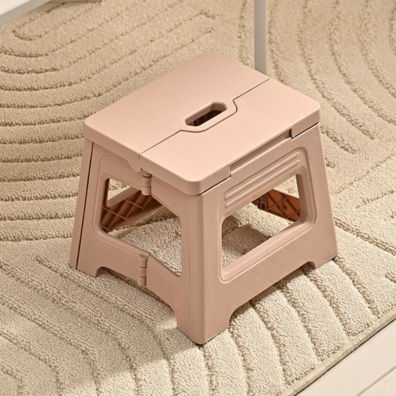 Lilgiuy Folding Step Stool Lightweight Plastic Step Stool, Portable Waterproof Foldable Step Stool for Adults, Non Slip Folding Stools for Kitchen Bathroom Bedroom Picnic (Pink, 8x5.7in)