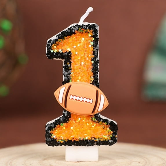 Lilgiuy Football Themed Birthday Candles for Cake Decorations 2.76" x 1.57" Happy Birthday Candles for Boys Girls Football Themed Memorial Celebration Supplies (1)