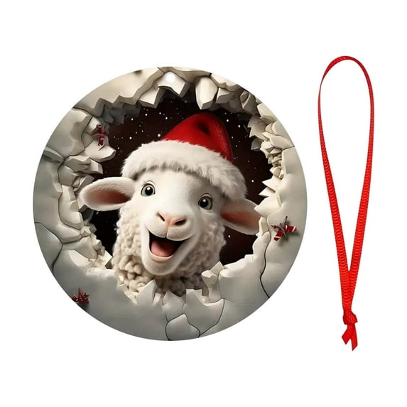 Lilgiuy Fun Christmas Animals Ornaments, Sheep Christmas Ornaments Acrylic Farm Christmas Tree Decorations Hanging Pendant, Adults Men Friend Dad Xmas Ornaments Home Decor Gifts