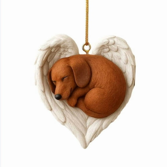 Lilgiuy Fun Dog Memorial Ornament with Angel Wing Cute Memorial Gift for Loss of Dog Sympathy, Remembrance Xmas Dog Photo Keepsake Decoration in Loving Memory Pet Pass Away Gift