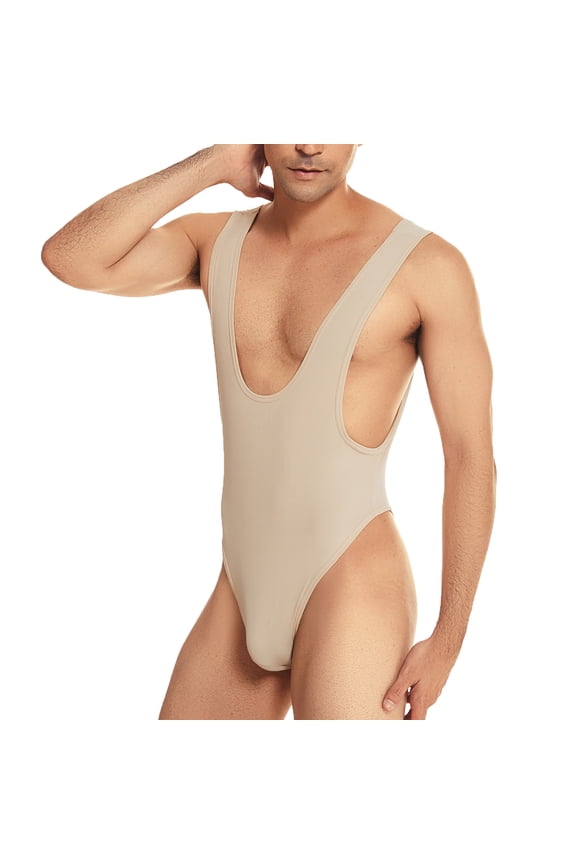 Funny Charming One-piece Bikini Men's One-piece Rib Underwear Underwear With Waist Short Leg Health Underpants