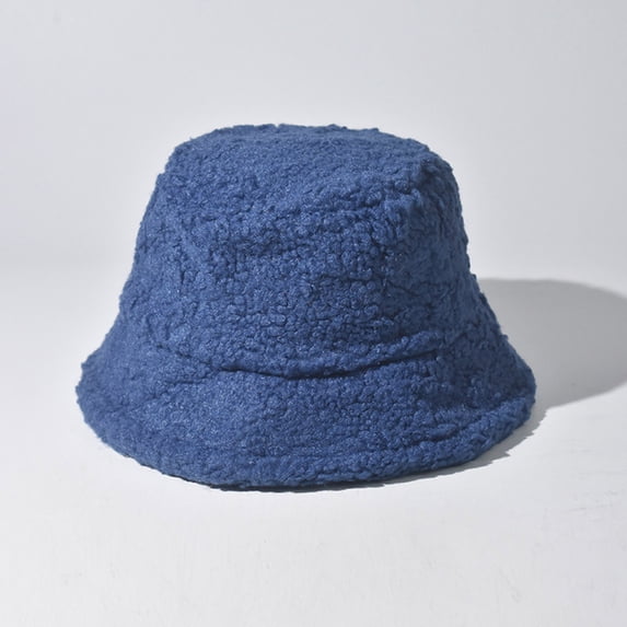Lilgiuy Fuzzy Bucket Hat for Women Winter Fluffy Bucket Hats Solid Color Warm Vintage Cloche Hats Warmer Fisherman Caps Casual Bucket Caps for Birthday Anniversary