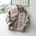 thumbnail image 1 of Lilgiuy Girls Boys Plush Coat Casual Solid Color Long Sleeve Stand Collar Full Zipper Fall Winter Warm Coat for Spring Festival Party(18Months-10Years), 1 of 4