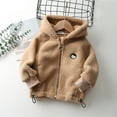 thumbnail image 1 of Lilgiuy Girls Boys Plush Coat Fall Winter Solid Color Long Sleeve Full Zipper Hooded Soft Warm Coat for Cold Weather(18Months-10Years), 1 of 3
