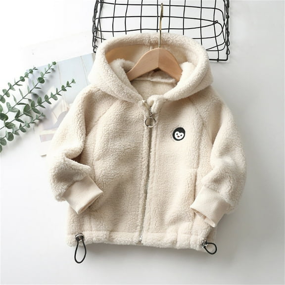 Lilgiuy Girls Boys Plush Coat Fall Winter Solid Color Long Sleeve Full Zipper Hooded Soft Warm Coat for Cold Weather(18Months-10Years)