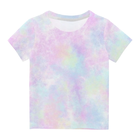 Lilgiuy Girls Boys Shirt Short-Sleeve Tie Dye T-Shirt for Toddler Casual Round Neck Summer Breathable Blouse for Kids Tunic Tee Tops Outwear(Multicolor,11-12 Years)