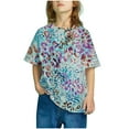 thumbnail image 1 of Lilgiuy Girls Boys Short Sleeve Gradient Print Tops Child Crewneck Summer Casual Loose Tshirt，Blue,8 Years for 2022, 1 of 5