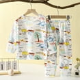 thumbnail image 1 of Lilgiuy Girls Boys' Summer Clothes Casual Long Sleeve Loungewear Thin Home Clothing Two Piece Set Summer Sales, 1 of 3