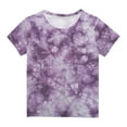 thumbnail image 1 of Lilgiuy Girls Boys Tie Dye Shirts Short Sleeve T-Shirt Casual Solid Color Round Neck Soft Lightweight Athletic Tee Tops for Daily Wear(Purple,3-4 Years), 1 of 5