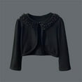 thumbnail image 1 of Lilgiuy Girls Cardigan Shawl Top Fashion Solid Color Long Sleeve Lace Birthday Party Crop Tops Flower Girl Dress Cover up Black（2-9Years）, 1 of 4