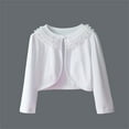 thumbnail image 1 of Lilgiuy Girls Cardigan Shawl Top Fashion Solid Color Long Sleeve Lace Birthday Party Crop Tops Flower Girl Dress Cover up White（2-9Years）, 1 of 4