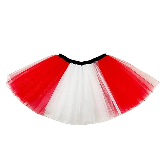 Lilgiuy Girls Layered Rainbow Tutu Skirt Fluffy Ballet Dance Dress Multicolor Elastic Waist Pleated Gauze Short Tutu Gift for Christmas Birthday Carnival Party Red (Free Size)