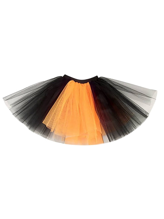 Girls Layered Rainbow Tutu Skirt Fluffy Ballet Dance Dress Multicolor Elastic Waist Pleated Gauze Short Tutu Gift for Christmas Birthday Carnival Party Black (Free Size)