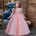 thumbnail image 1 of Lilgiuy Girls Short Sleeve Fashion Dress Children Dress Girl Puff Sleeve Princess Dress Long Sequin Dress Canonicals, 1 of 5