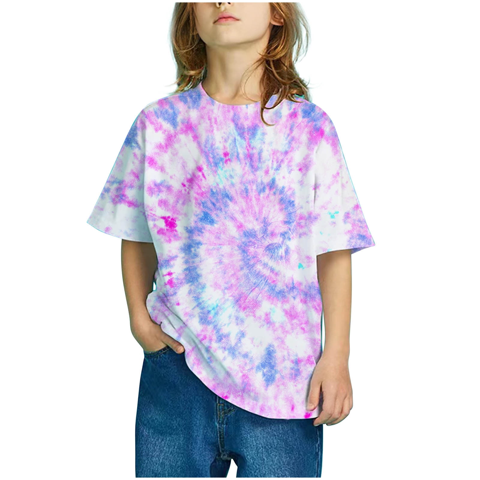 Lilgiuy Girls Tie Dye Shirts Kids Short Sleeve T Shirt Summer Casual Tunic Tee Tops Walmart