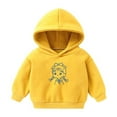 thumbnail image 1 of Lilgiuy Girls Warm Fleece Hooded Pullover Cute Cartoon Graphic Long Sleeve Sweatshirt Tops Toddler Autumn Winter Shirts for Camp Vacation Holiday(Yellow,6-7 Years), 1 of 2