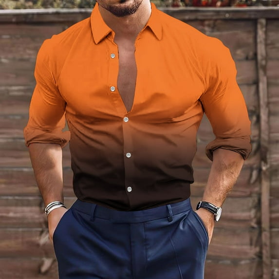 Lilgiuy Golf Shirts for Men Casual Buttons Beach Non-positioning Print Turn Down Short Sleeve Shirt Blouse Outwear