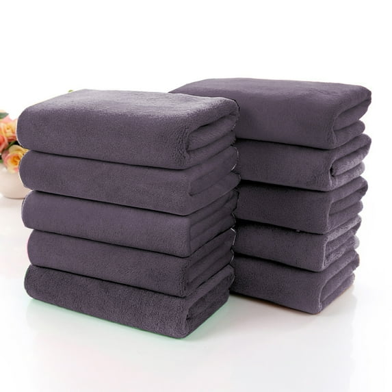 Lilgiuy Gray Salon Towel, Pack of 10 (12 x 27 Inches) Solid Color Super Soft Cozy and Absorbent Microfiber Towels for Salon, Hand, Gym, Bath, Spa and Home Hair Care