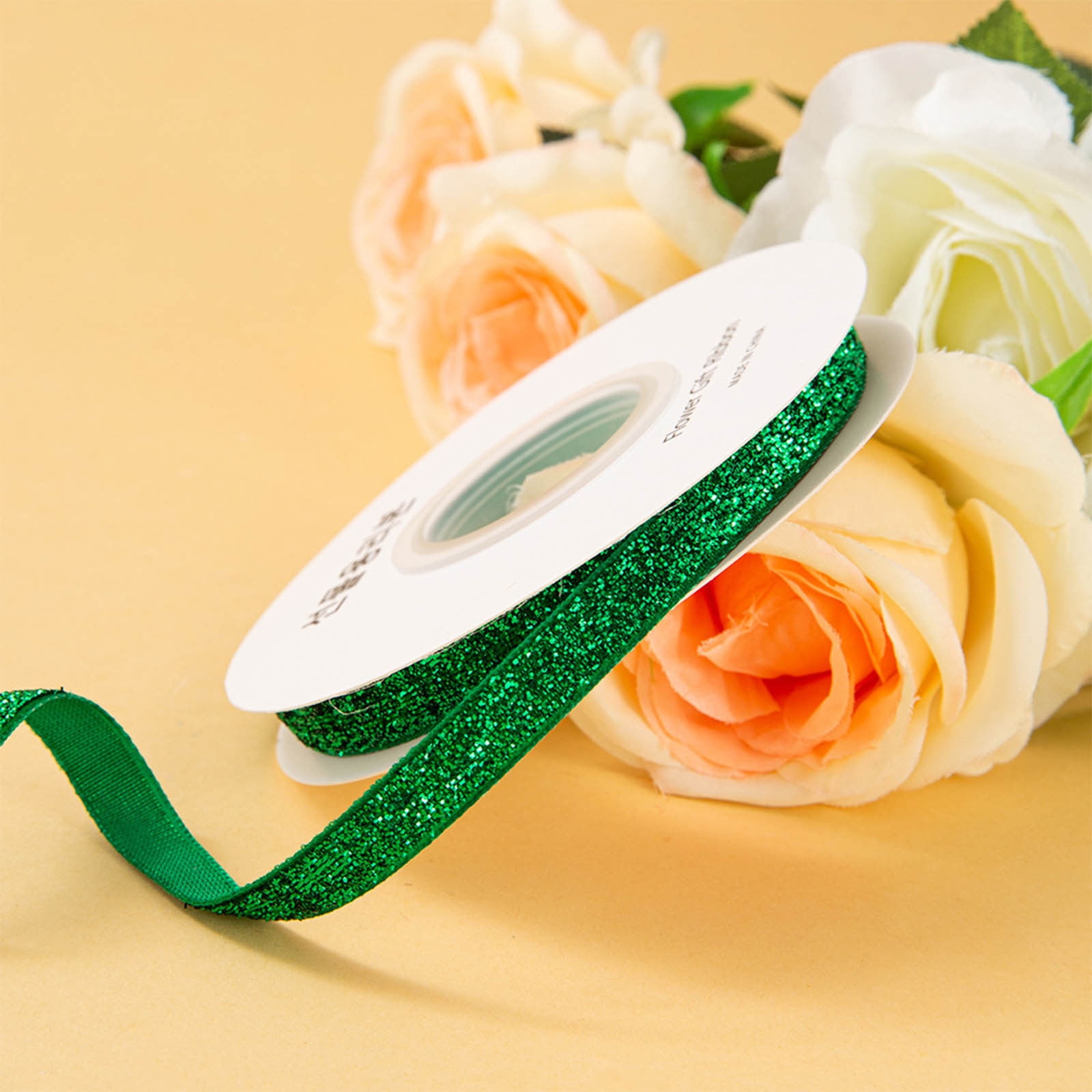 Lilgiuy Green Canary Ribbon 6.4m/21ft Glitter Ribbons for Gift Wrapping ...