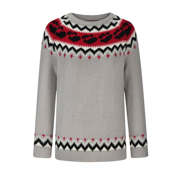 Lilgiuy Halloween Sweaters for Women Round Neck Color Matching Loose Fashion Pullover Comfortable Sweater for Cold Weather